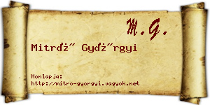 Mitró Györgyi névjegykártya